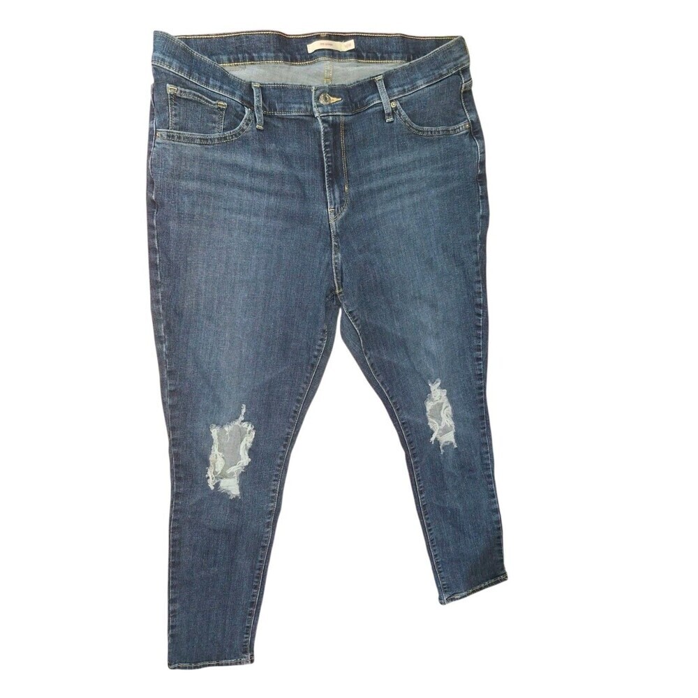 LEVI'S 711 Womens Skinny Fit Size 16 Mid Rise Stretch Jeans Indigo Dark Wash - Picture 2 of 7